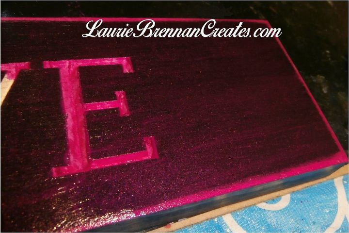 my woman cave sign updated with unicorn spit and epoxy, Adding Flaming Rosie SPARKLiNG STAiN