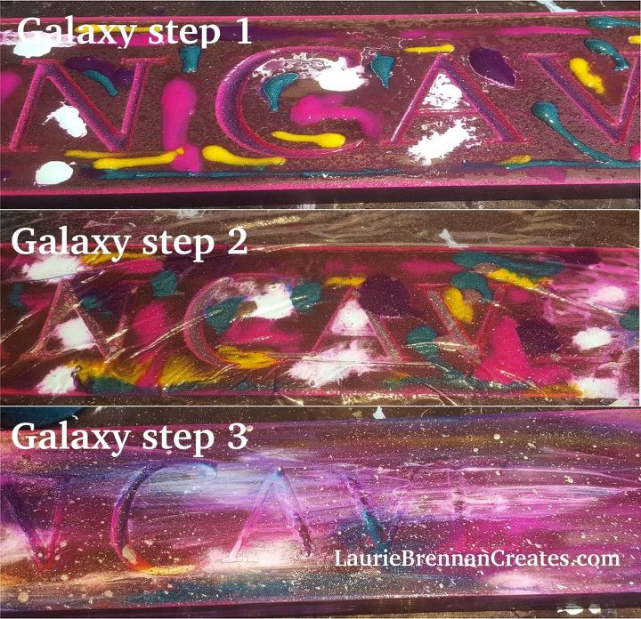my woman cave sign updated with unicorn spit and epoxy, Galaxy Steps