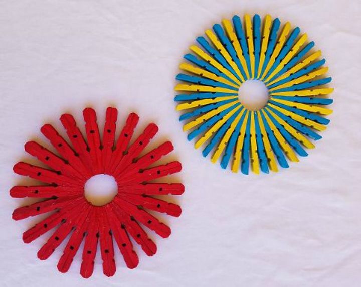 gather your clothespins for these 14 brilliant ideas, Paint paste clothespins into trivets