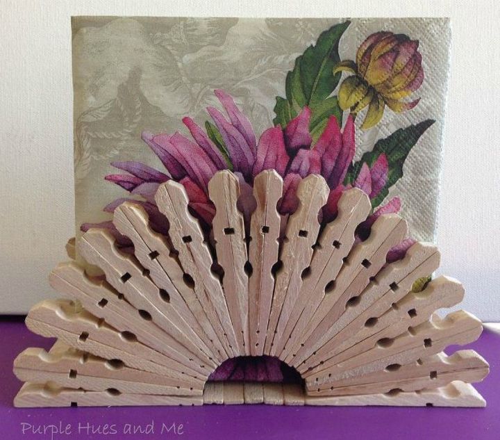 gather your clothespins for these 14 brilliant ideas, Shape some into a fancy napkin holder