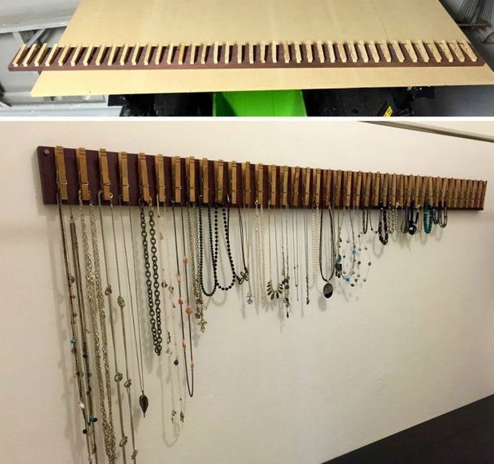 gather your clothespins for these 14 brilliant ideas, Attach some to pine to make a jewelry holder