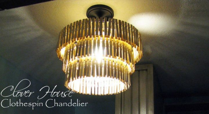 gather your clothespins for these 14 brilliant ideas, Make clothespins into a groovy light fixture