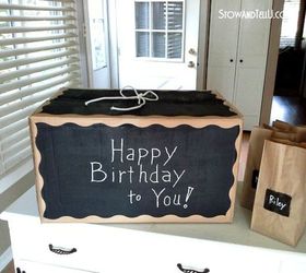 s turn anything into a chalkboard with these 13 creative ideas, Decorate a cardboard box into a birthday gift