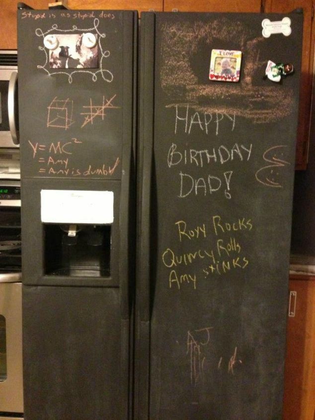 s turn anything into a chalkboard with these 13 creative ideas, Makeover your fridge into a message center