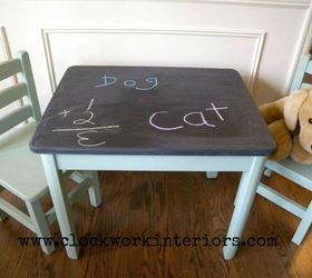 s turn anything into a chalkboard with these 13 creative ideas, Makeover a plain table into kid s crafts