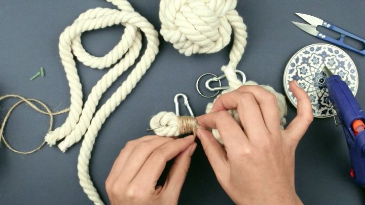 diy nautical curtain tie backs monkey fist knot
