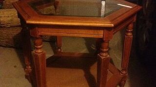 1960s Octagon End Table Makeover Pet Bed In Process Hometalk 1960s Octagon End Table Makeover Pet Bed In Process Hometalk