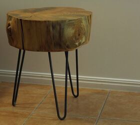 turn a tree stump into a side table