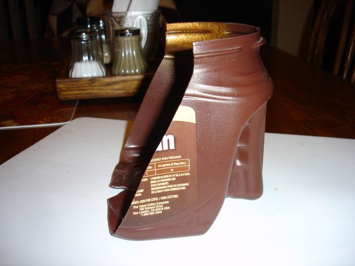 bandeja de p feita de um recipiente de caf, recipiente de caf cortado