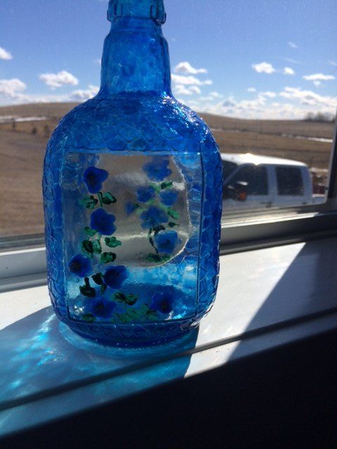 q my pansy bottle and old bottle crafternoon project