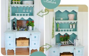Repurpose a Hutch & Desk Into A Potting Bench and Beverage Station