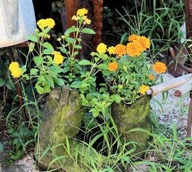 plant your flowers in your boots, flowers, gardening