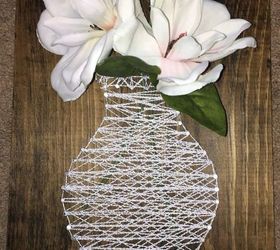 string art vase with faux flowers