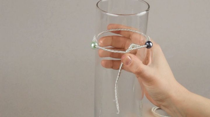 vaso de vidro diy com corda e contas de decorao