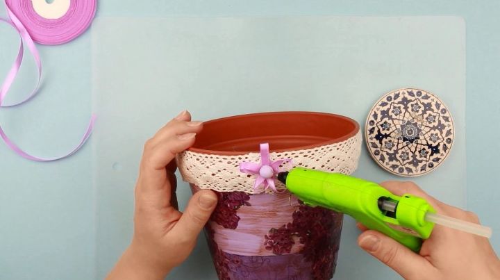 diy decoupage lilac flower pot