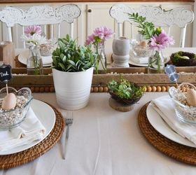 spring tablescape with thrifted finds and a pantry staple