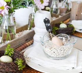spring tablescape with thrifted finds and a pantry staple