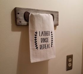 rustic repurposed diy bathroom hand towel holder