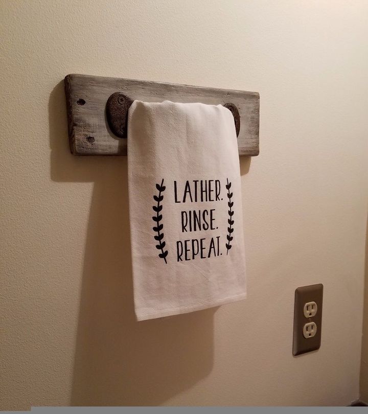 rustic repurposed diy bathroom hand towel holder