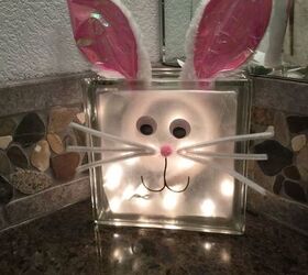 plain glass block to glowing bunny