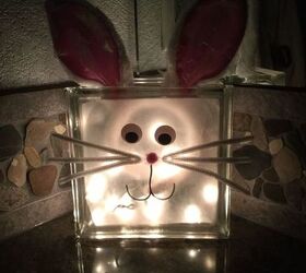 plain glass block to glowing bunny