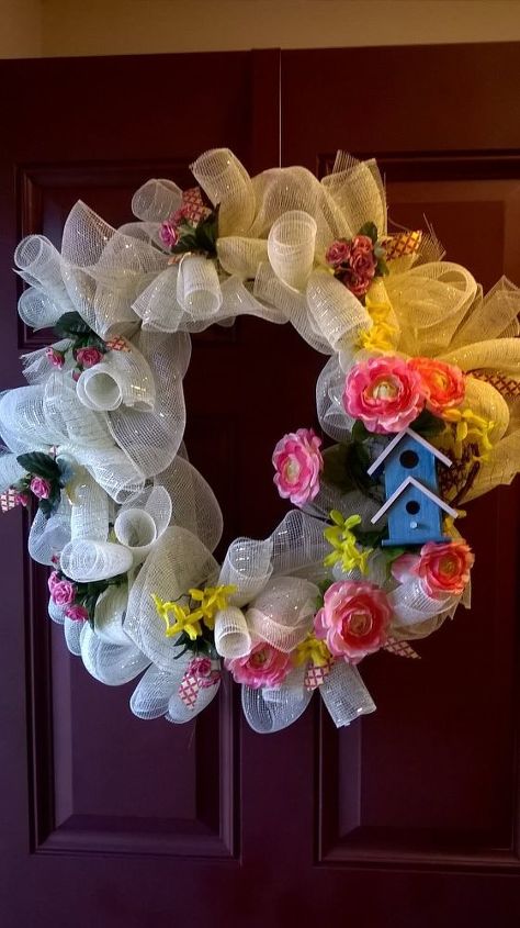 e deco mesh spring wreath, Spring Wreath