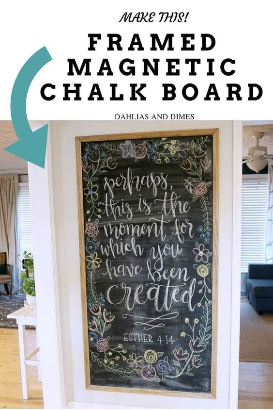 framed magnetic chalk board diy