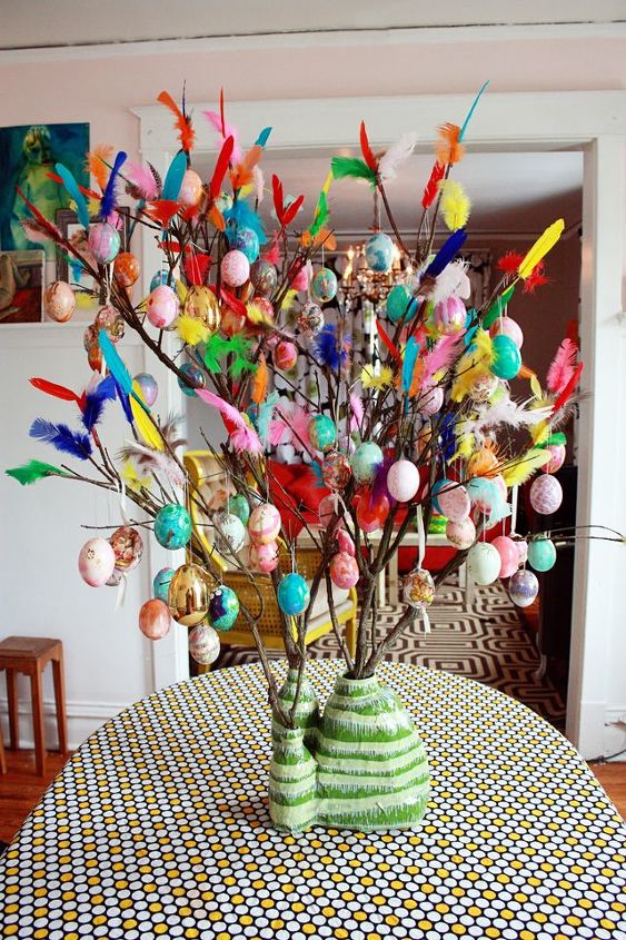 glad pask happy swedish easter with witches and brooms and trees