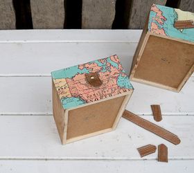 map and leather upcycle of ikea mini drawers moppe
