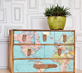 map and leather upcycle of ikea mini drawers moppe
