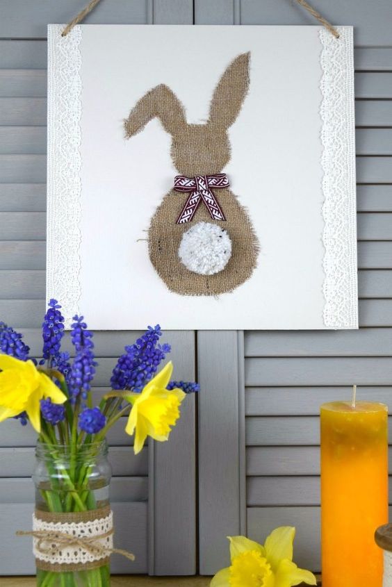 crea una decoracin de pascua fcil de hacer cartel de arpillera conejo de arce
