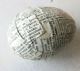 how to upcycle plastic easter eggs with vintage book pages