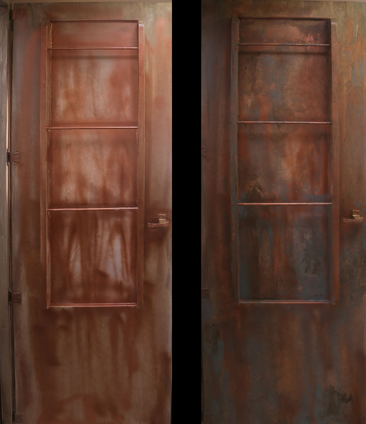 porta e espelho de cobre antigo descolado