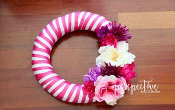 Spring Wreath With Ribbon and Dollar Store Flowers