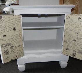 using paint and mod podge to transform an ugly cabinet