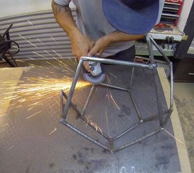 steel industrial pentagon table