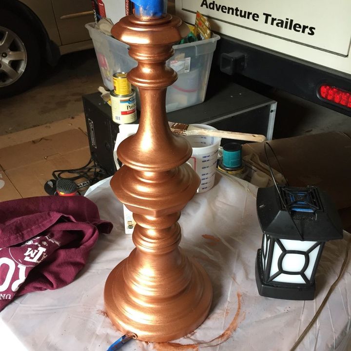 updating an 80 s brass lamp, Copper layer