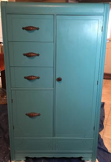 a custom painted wardrobe and dresser