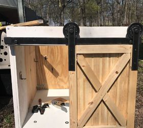 sliding barn door side table, with the door on