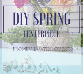 diy spring centerpiece made from an old drawer and pickle jar
