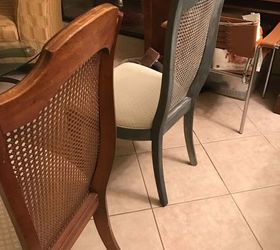 feather finish concrete dining table makeover, Chairs in transition