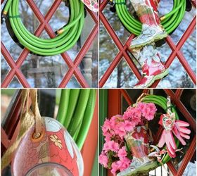grow a garden hose wreath with blooming wellies
