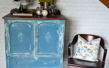 Ugly Yellow Cabinet Makeover-Now Pretty in Aubusson Blue