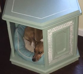 heirloom traditions paint challenge dog bed end table cabinet, Finished dog bed project