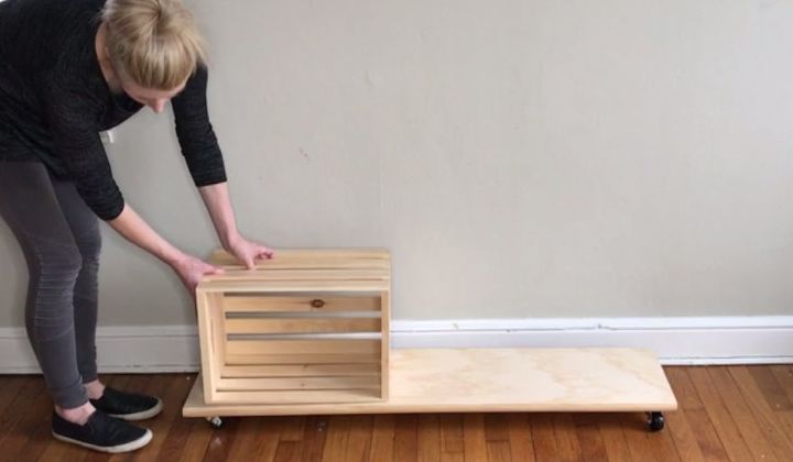 easy crate bench on wheels