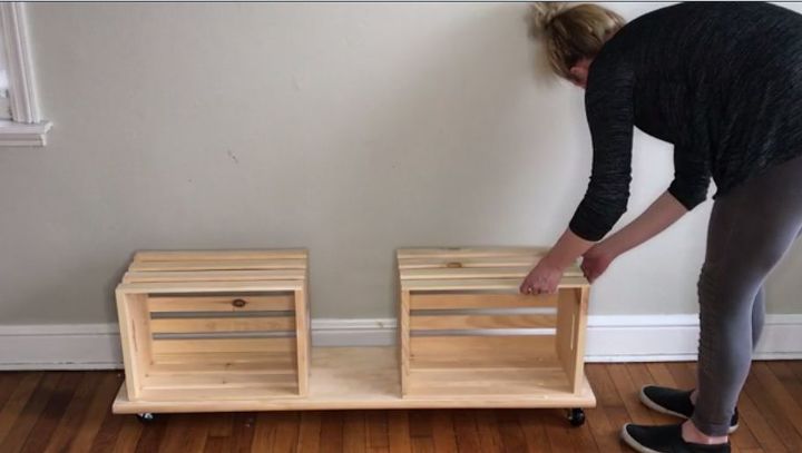 easy crate bench on wheels