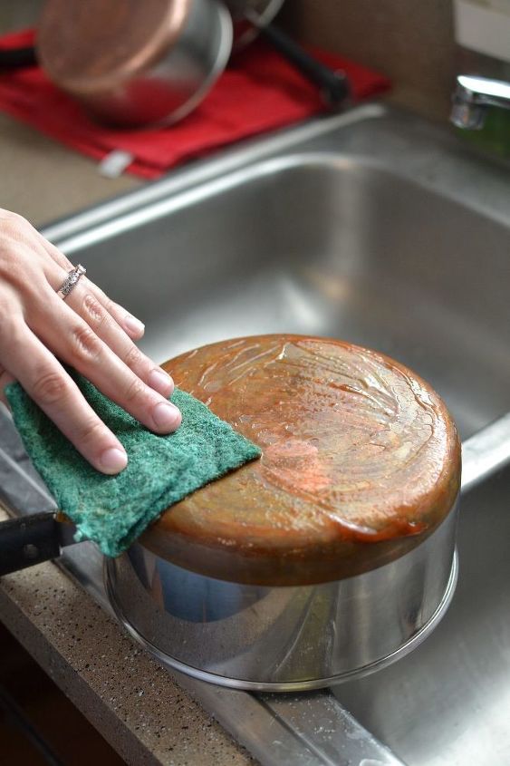 how to clean copper bottomed pots