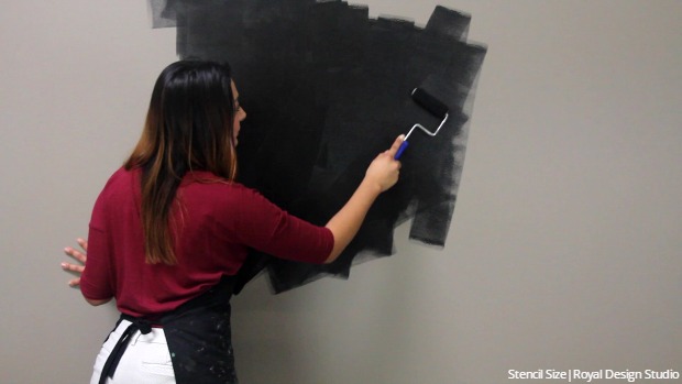 how to stencil a metallic foil wall finish