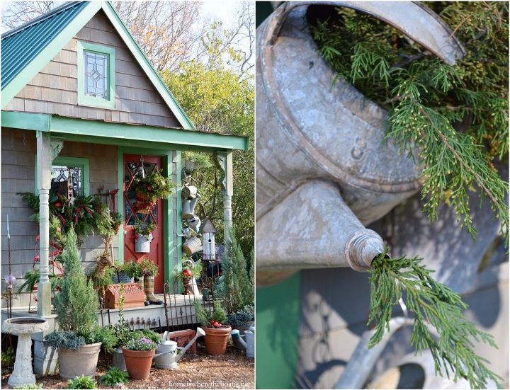 hang a collection of watering cans to decorate a garden shed