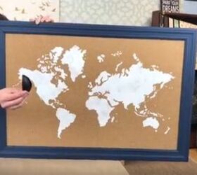 how to stencil a cork board using the world map pattern